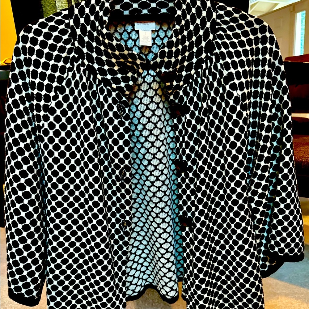 Chico’s Women’s Size 1 Black & White Polka Dot Sweater